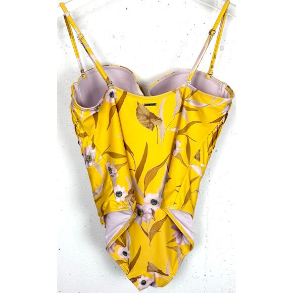Ted Baker Womens Cabana Balconette Swimsuit Yellow Floral Removable Straps 12 - Picture 3 of 16